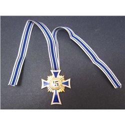 GERMAN NAZI GOLD MOTHER'S CROSS W/ ISSUE RIBBON
