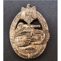 GERMAN NAZI ARMY SILVER TANK ASSAULT BADGE - PINBACK