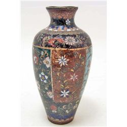JAPANESE CLOISONNE FLOWER VASE W/ ASIAN FLORAL MOTIF