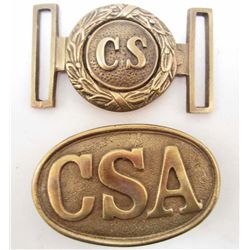 LOT OF 2 CONFEDERATE STATE BRASS BELT BUCKLES