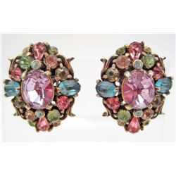 PAIR OF VINTAGE HOLLYCRAFT COSTUME JEWELRY EARRINGS