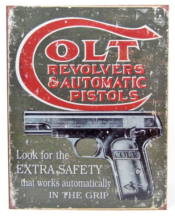 Colt Metal Sign COLT REVOLVERS & AUTOMATIC PISTOLS METAL SIGN