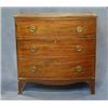 Image 1 : A good Georgian mahogany bow front chest of 3 long drawers with brass drop handles, raised on spl...