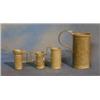 Image 1 : 3, 17th/18th Century graduated pewter measures, the rims with numerous marks, together with a 17t...