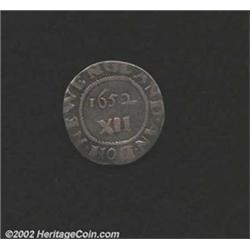 1652 SHILNG Oak Tree Shilling XF45 Uncertified. Noe-9, R.5. 47.7 grains. This coin first appeared in