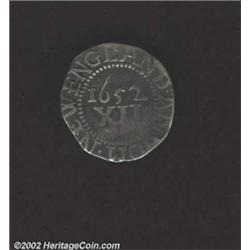 1652 SHILNG Pine Tree Shilling, Large Planchet VF30 Bent, Graffiti, Uncertified. Noe-2, R.5. 71.0 gr