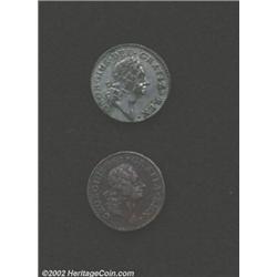 1724 FARTH Hibernia Farthing XF45 Corroded Uncertified, Breen-175, a purple-brown example with sligh