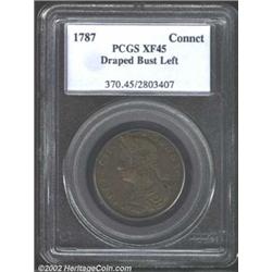 1787 COPPER Connecticut Copper, Draped Bust Left XF45 PCGS. Miller 33.39-s.1, R.4. Predominantly smo