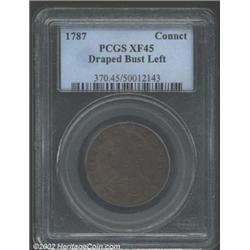 1787 COPPER Connecticut Copper, Draped Bust Left XF45 PCGS. Miller 33.16-Z.15, R.4. Predominantly sm