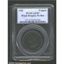 1783 1C Washington & Independence Cent, Draped Bust, No Button AU55 PCGS. Baker-2, R.1. Generally sm