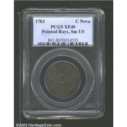 1783 COPPER Nova Constellatio Copper, Pointed Rays, Small US XF40 PCGS. Breen-1107, Crosby 2-B, R.1.