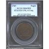 1787 1C Fugio Cent, STATES UNITED, Cinquefoils MS63 Brown PCGS. Newman 13-X, R.1. A pleasing example