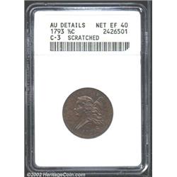 1793 1/2 C--Scratched--ANACS. AU Details, Net XF40. B-3, C-3, R.3. After B-4, B-3 is the most common
