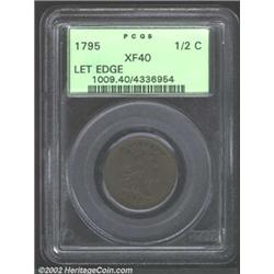 1795 1/2 C Lettered Edge XF40 PCGS. B-1, C-1, R.2. Medium tan patina. A couple of short, old, and fa