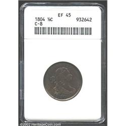 1804 1/2 C Spiked Chin XF45 ANACS. B-7, C-8, R.1. Die state II with heavy clash marks on the obverse