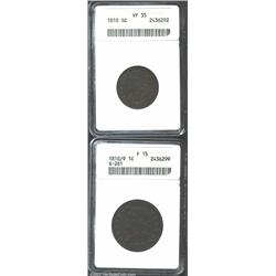 1810 1/2 C Half Cent VF35 ANACS, this richly toned example is evenly worn with more remaining detail