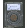 1855 1/2 C MS64 Red and Brown PCGS. B-1, C-1, R.1. Lustrous fields with original red outlining the d