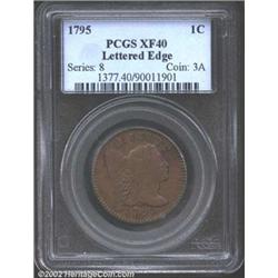 1795 1C Lettered Edge XF40 PCGS. S-75, R.3. There is a lot of striking detail remaining on both side