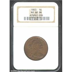 1803 1C Small Date, Large Fraction MS66 Brown NGC. S-258, R.1. Die State B. The rarity factor of thi