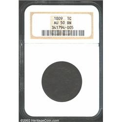 1809 1C AU50 NGC. S-280, the only known dies, R.2. Struck from a later state of the dies, the die cr
