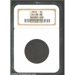 1810 1C AU55 NGC. S-285, R.2. This is an uncommonly attractive survivor of this conditionally challe