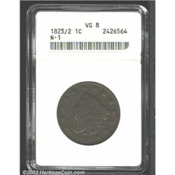 1823/2 1C VG8 ANACS. N-1, Low R.2. A medium-brown representative that has full legends and a few min