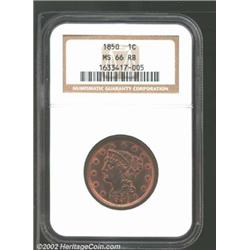1850 1C MS66 Red and Brown NGC. Very sharp strike all around, and perfectly centered. Lots of origin