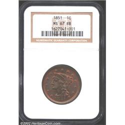 1851 1C MS67 Red and Brown NGC. An outstanding example of this widely collected type coin. As one ca