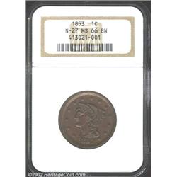1853 1C MS66 Brown NGC. Well struck in the centers, and about half of the stars have full centril de