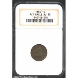1856 1C AU55 NGC. S-3. Probably 20% or so of the 1856 Flying Eagle Cents are from this die pairing..