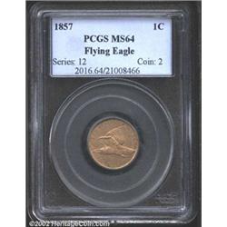 1857 1C MS64 PCGS. Snow-4, DDO 2-O-I. Lightly die doubled across the entire obverse, which is perhap