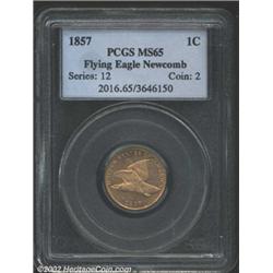 1857 1C MS65 PCGS. Ex: Newcomb. The 1857 is anything but rare in an absolute sense, but high grade s