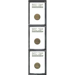 1858 1C Large Letters--Cleaned--ANACS, Unc Details, Net AU55, softly struck at the margins; 1858 Sma
