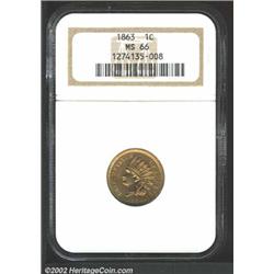 1863 1C MS66 NGC. Delicate golden-orange iridescence has gathered on both sides of this extraordinar