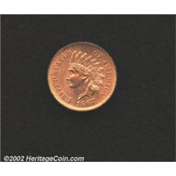 1867 1C MS63 Red and Brown, Questionable Color Uncertified. Light gold color, with faint tan freckle