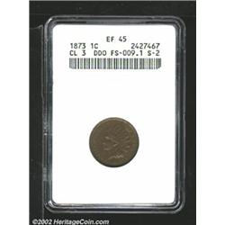1873 1C Closed 3 XF45 ANACS. FS-9.1, Snow-2. The 'other' doubled LIBERTY variety of the year, which.