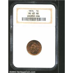 1876 1C MS65 Red and Brown NGC. Variegated red and dark violet patina. Well struck and free of distr