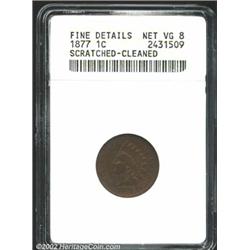 1877 1C--Scratched, Cleaned--ANACS. Fine Details, Net VG8. Dark brown patina, with slightly porous s
