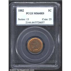 1882 1C MS64 Red PCGS. Well struck and beautifully preserved with particularly bright gold color at.