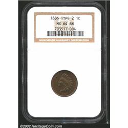 1886 1C Type Two MS64 Brown NGC. The devices and legends have pleasing chocolate-brown color, while.