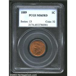 1889 1C MS65 Red PCGS. Sharply struck and lustrous with unabraded surfaces. The wreath has a tiny to