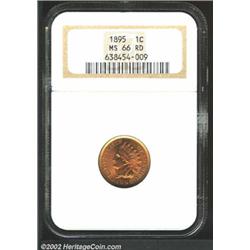 1895 1C MS66 Red NGC. Both sides are aglow in cherry-red luster that is undiminished by either tonin