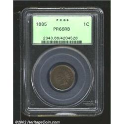1885 1C PR66 Red and Brown PCGS. Deep orange and violet in color, with a bold strike and immaculate.