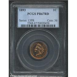 1893 1C PR67 Red PCGS. An exquisite proof 1893, the fields show illimitable depth of mirrored reflec