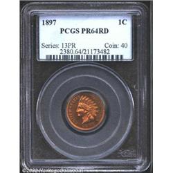 1897 1C PR64 Red PCGS. This is a fully lustrous example with shimmering fields, sharp striking detai