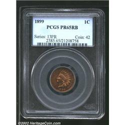1899 1C PR65 Red and Brown PCGS. The fields are pumpkin-orange in color, while the devices have tan-
