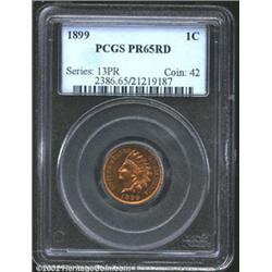 1899 1C PR65 Red PCGS. The 1 in the date is lightly repunched below the upper serif. A sharply struc