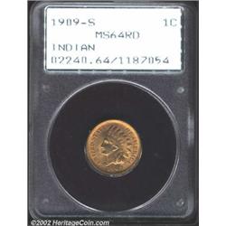 1909-S 1C MS64 Red PCGS. A nicely struck near-Gem with subtle honey-gold color and flashy luster. A.