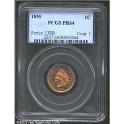 1859 1C PR64 PCGS. An important proof type coin as this design was only struck in one year, 1859. Th