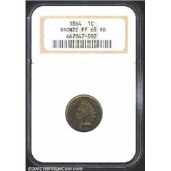 1864 1C Bronze PR65 Red and Brown NGC. When the Mint produced proof sets in July 1864, they struck o